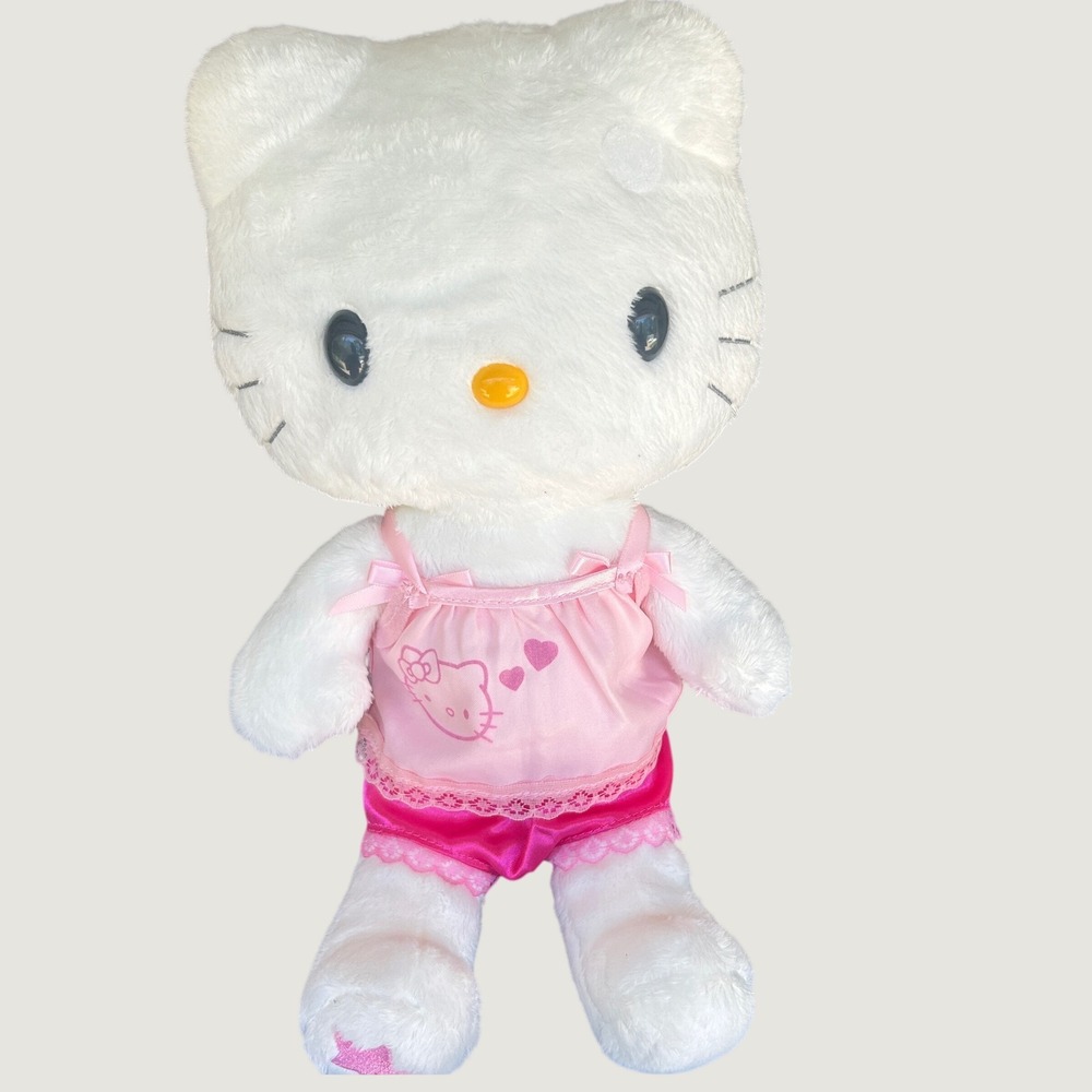 Sanrio Hello Kitty Plush 12" Pink lace Y2K Pajamas Nakajima 2010 stuffed animal